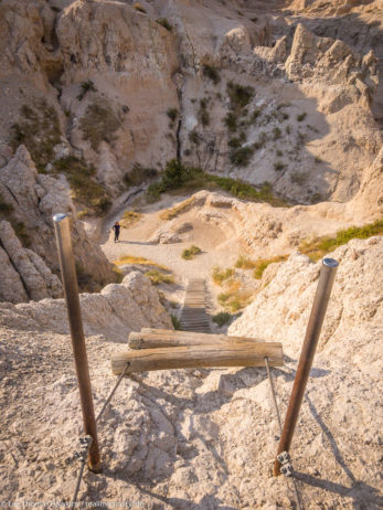 It's pretty easy getting up the ladder on the Notch Trail in Badlands National Park. Getting down looks a little more tricky...