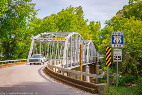 The Devils Elbow Bridge in Missouri carried traffic across the Big Piney River on Route 66’s original alignment through the Ozarks.