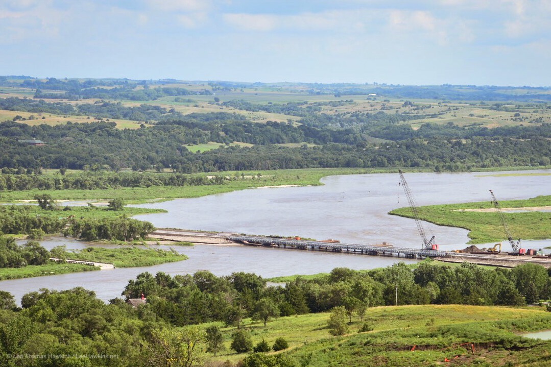 Temporary replacement bridge over the Mormon Canal on the Niobrara River on Highway 12 between the town of Niobrara, Nebraska and Niobrara State Park